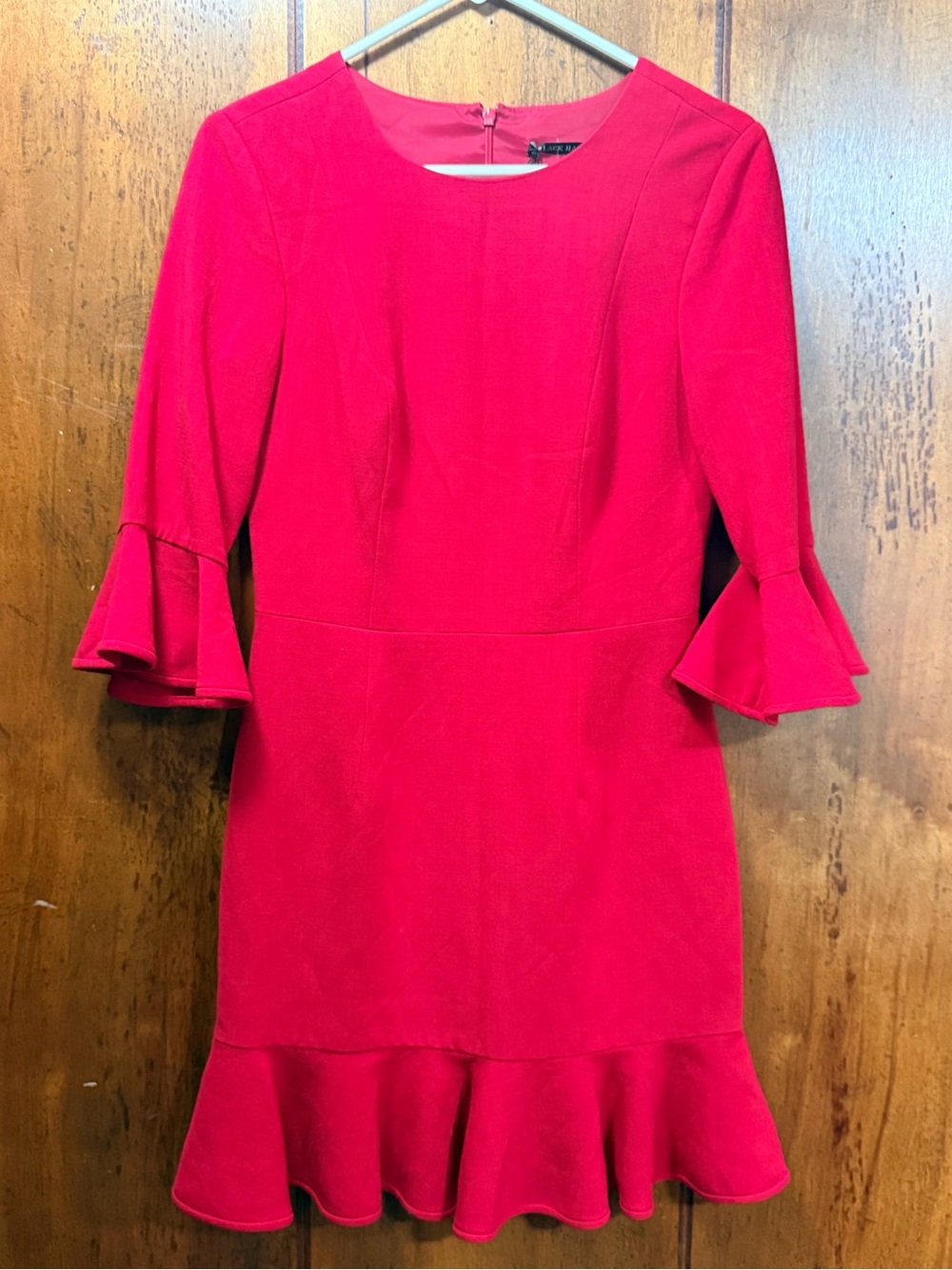 Black Halo Red Ruffle-Sleeve Mini Dress